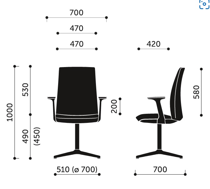 PROFIM - MOTTO Krzesło konferencyjne obrotowe 10F | Oparcie wysokie | Baza 4-ramienna