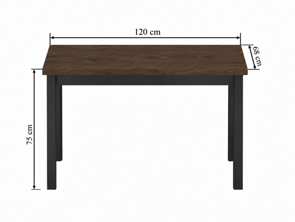 FURNITEX - ST23-FX Stół | orzech Elegant + czarny | 68x120