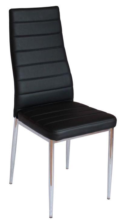 FURNITEX - DC2-001 Krzesło | Ekoskóra | Czarny | Nogi chrom