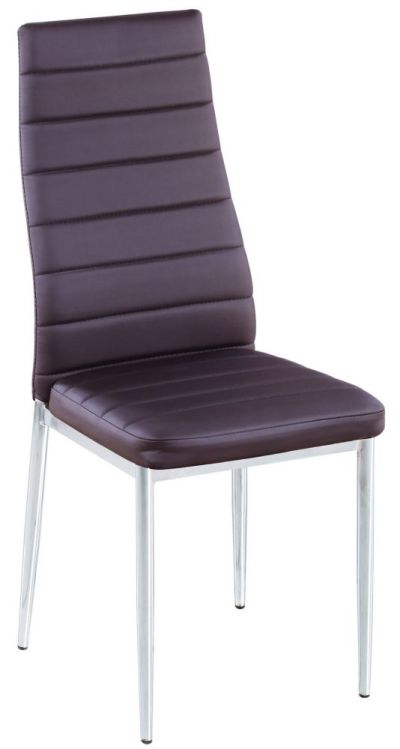 FURNITEX - DC2-001 Krzesło | Ekoskóra | Brąz | Nogi chrom
