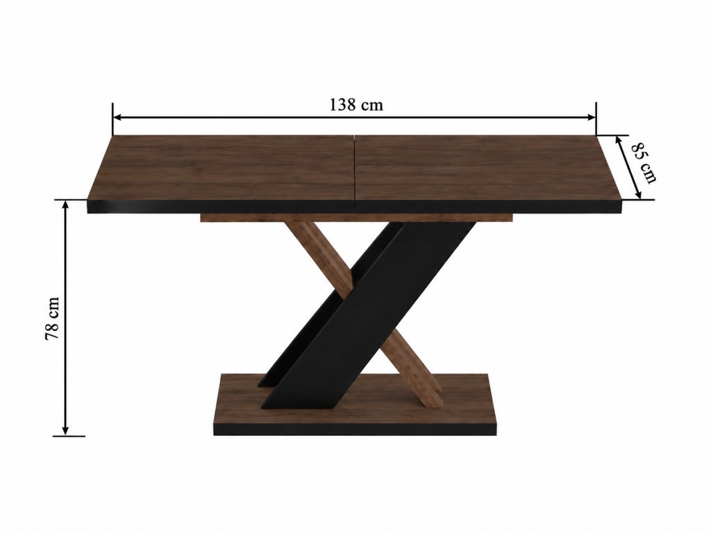 FURNITEX - ST16-FX Stół | Rozkładany | 138-208x85 | Orzech Elegant / czarny