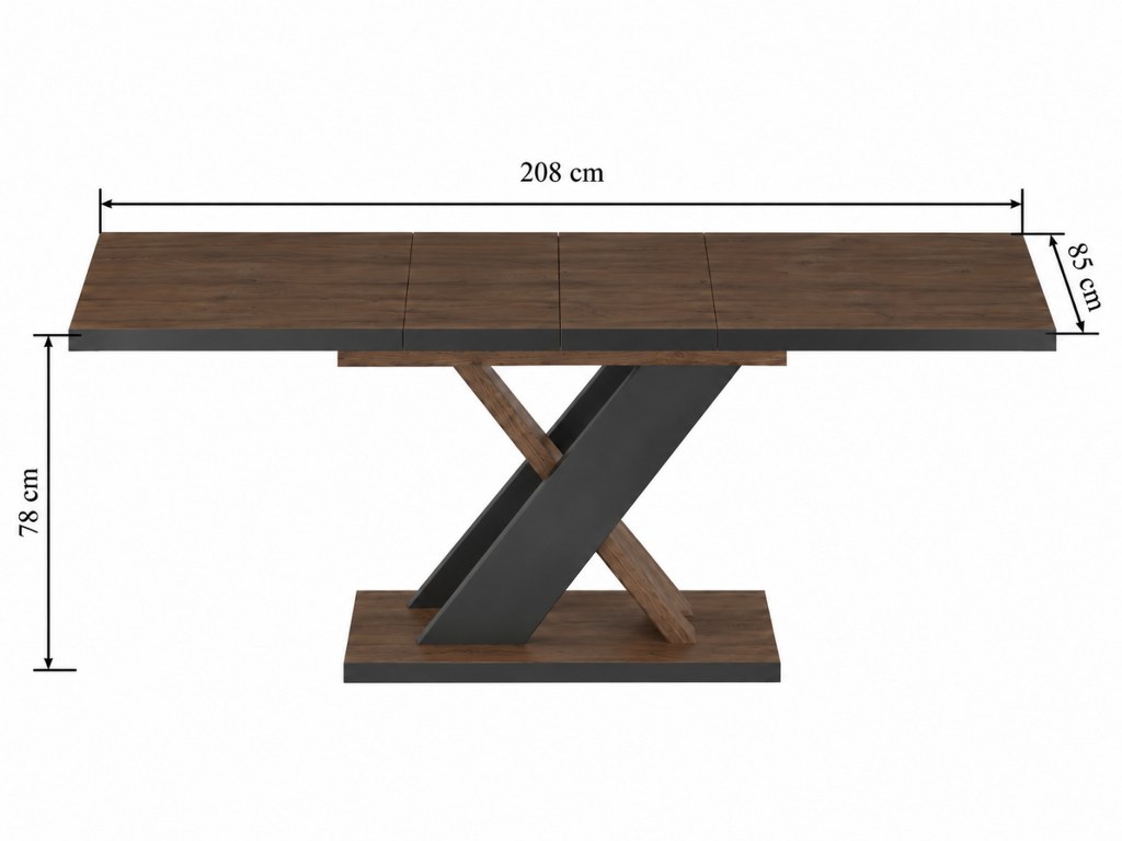 FURNITEX - ST16-FX Stół | Rozkładany | 138-208x85 | Orzech Elegant / czarny