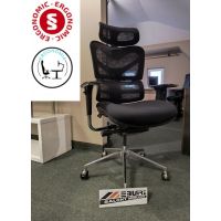 STEMA - Fotel Obrotowy ErgoNew S7 | Czarny | Siedzisko tkaninowe | DOSTĘPNY OD RĘKI