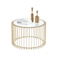 FURNITEX - L13-FX (G) Ława 60 | biały marmur | stelaż złoty