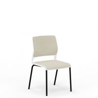 NOWY STYL - XILIUM Krzesło Konferencyjne FRAME CHAIR 4L UPH BLACK | na 4 nogach | Oparcie - Tapicerowane Krzesło prezentowane w elementach w kolorze białym na czarnych nogach.