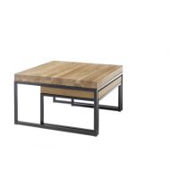 MC AKCENT - LUBAO Zestaw 2 stolików | Blat drewno dębowe sękate olejowane | MDF lakier czarny mat | Stelaż metal proszkowy czarny | 58383AS1