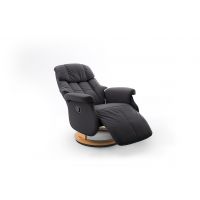 MC AKCENT - CALGARY COMFORT L Fotel Relax z podnóżkiem | Czarny | Stelaż Naturalny | 64032SN5