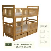 PANKAU - Łóżko piętrowe Werona II z materacem piankowym (spanie 90/200)