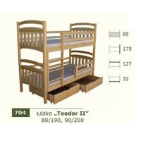PANKAU - Łóżko piętrowe Teodor II z materacem piankowym (spanie 90/200)