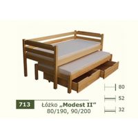 PANKAU - Łóżko parterowe Modest II z materacem piankowym (spanie 80/190)