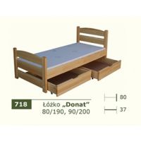 PANKAU - Łóżko parterowe Donat z materacem piankowym (spanie 90/200)