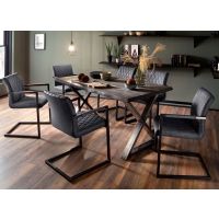 MC AKCENT - CALABRIA Stół drewniany | grubość blatu 3,5 cm | noga typu krzyżak matal lakier antyczny przecierany