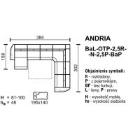 Meblomak - ANDRIA Narożnik BaL-OTP-2,5R-N-2,5P-BaP z funkcją spania.