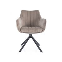 SIGNAL - AZALIA Velvet Krzesło | Obrót siedziska | Tkanina Bluvel Ciemny beż 40 | Stelaż Czarny mat