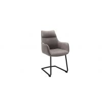 MC AKCENT - ADEN Krzesło na płozie z podłokietnikiem | Stelaż metal czarny mat rurka | Tkanina cappucino / brązowoszary | ADAS42CX