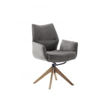 MC AKCENT - ASSENTO A Krzesło z podłokietnikiem | Tkanina antracyt | Stelaż dąb lity lakier | Obrót siedziska | ASAA62AN | ASGE24HL