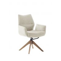 MC AKCENT - ASSENTO A Krzesło z podłokietnikiem | Tkanina krem | Stelaż dąb lity lakier | Obrót siedziska | ASAA62CR | ASGE24HL