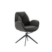 MC AKCENT - ASSENTO B Krzesło z podłokietnikiem | Skóra antracyt | Stelaż lakier czarny mat | Obrót siedziska | ASBA20AN | ASGE14SM