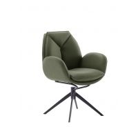 MC AKCENT - ASSENTO B Krzesło z podłokietnikiem | Skóra oliwka | Stelaż lakier czarny mat | Obrót siedziska | ASBA20OL | ASGE14SM