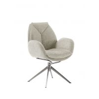 MC AKCENT - ASSENTO B Krzesło z podłokietnikiem | Tkanina krem | Stelaż stal szlachetna szczotkowana | Obrót siedziska | ASBA62CR | ASGE14EG