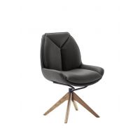 MC AKCENT - ASSENTO B Krzesło | Skóra antracyt | Stelaż dąb lity lakier | Obrót siedziska | ASBS20AN | ASGE24HL