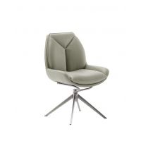MC AKCENT - ASSENTO B Krzesło | Skóra krem | Stelaż stal szlachetna szczotkowana | Obrót siedziska | ASBS20CR | ASGE14EG