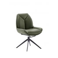 MC AKCENT - ASSENTO B Krzesło | Skóra oliwka | Stelaż lakier czarny mat | Obrót siedziska | ASBS20OL | ASGE14SM