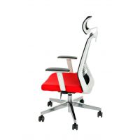 GROSPOL - COCO Fotel obrotowy WS HD Chrome | Mechanizm Synchro Self SF2 | Podłokietniki R1 white | Podstawa aluminiowa