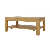 Drewmax - STOLIK DREWNIANY | Dębowy | ST310 | Wykończenie blatu S5 | Grubość blatu 2,5 cm | 100x50x70