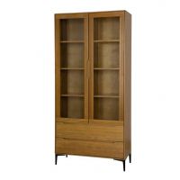 Drewmax - MODERN Witryna KW421 | Nogi Metal | Buk Rustikal | DOSTĘPNE OD RĘKI