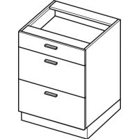 LAYMAN - ITALIA Szafka DS9/3 | Akryl | Szafka dolna 90 | 3 szuflady