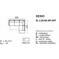 Meblomak - DESIO Narożnik DPL-WP-NK-2,5R-BP lub BL-2,5R-NK-WP-DPP z funkcją spania i pojemnikiem .