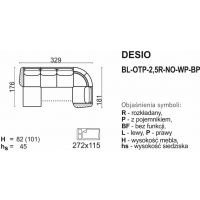 Meblomak - DESIO Narożnik BL-OTP-2,5R-NO-WP-BP lub BL-WP-NO-2,5R-OTP-BP z funkcją spania i pojemnikiem .