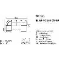 Meblomak - DESIO Narożnik BL-OTP-2,5R-NO-WP-BP lub BL-WP-NO-2,5R-OTP-BP z funkcją spania i pojemnikiem .