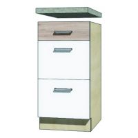 FADOME - ECONO Szafka ECO-8D Kuchenna | 40 cm | Dolna | 3 Szuflady | Korpus sonoma | Okucia Basic
