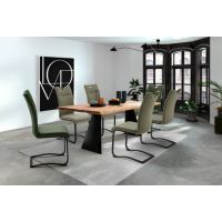 MC AKCENT - ZAPARA Krzesło na płozie | Stelaż metal lakier czarny mat | Tkanina oliwka | ZPSS46OL