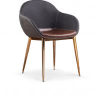 HALMAR - K304 Krzesło | ciemny popiel / brązowy / złoty chrom
