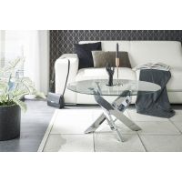 MC AKCENT - KOPENHAGEN Stolik okrągły | Blat szkło bezbarwne | Stelaż metal chrom | 583511Y5