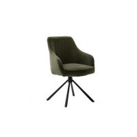 MC AKCENT - KASAMA Krzesło | Nogi skośne metal lakier czarny mat | Obrót siedziska | Tkanina oliwka | KA4S94OL