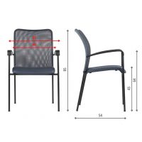 STEMA - Krzesło konferencyjne HN-7501 | Stelaż czarny | Kubełek szary