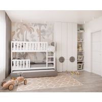 AJK meble - TAMI MDF Łóżko Piętrowe 2-osobowe z Szufladą 190x80cm