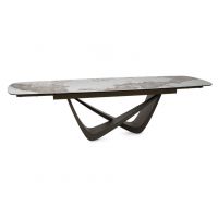 SIGNAL - MARANELLO CERAMIC Stół rozkładany 200-290x98cm | PANDORO Biały | Stelaż miedziany