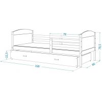 AJK meble - MATEUSZ P Łóżko parterowe 1-osobowe z szufladą 160x80cm | Sosna