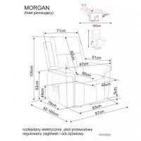 SIGNAL - MORGAN RAVEN Fotel pionizujący rozkładany elektrycznie | Tkanina Raven 45 Cappuccino | z MR