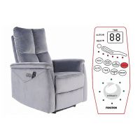 SIGNAL - NEPTUN M Velvet Fotel rozkładany elektrycznie z funkcją masażu | Tkanina | Szary Bluvel 14 | z MR
