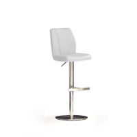 MC AKCENT - NAOMI Hoker | Podstawa okragła | Stal szlachetna szczotkowana | Ekoskóra biała | NARE10WX