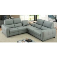 Bydgoskie Meble - LEONARDO Narożnik 1RF-1SK-E niski lampka i USB-2,5F | Fotel z elektrycznym relaksem | Pojemnik | Funkcja spania