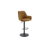 MC AKCENT - OTTAWA Hoker barowy z podłokietnikami | Obrót siedziska | Noga czarny mat | Tkanina optyka welur Curry | OTBA47CU