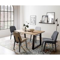 MC AKCENT - PALAIS Stół 200x100 | Dąb lity burgundzki | Obrzeże ciosane | Noga trapez | PATP20ZB | PATGTSXL