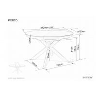 SIGNAL - PORTO CERAMIC Stół 120x120-160x76h | PANDORO Biały | Czarny